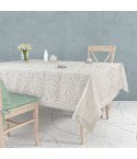 Copritavola tovaglia jacquard foglioline Preziosa Ascot E crema