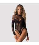 Teddy sexy a rete con motivo geometrico e cavallo aperto Obsessive B135