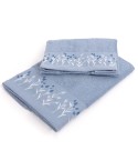 Set asciugamani viso + ospite Sommaruga BA9006 spugna dis 2 azzurro