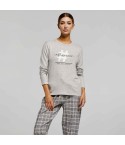 Pigiama Donna in caldo cotone pantalone a fantasia principe di galles Pompea Bianca