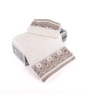 Set asciugamani viso + ospite Biancaluna Lace motivo floreale panna