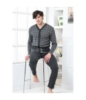 Pigiama uomo a giacca punto milano calibrato grigio Biancaluna U15629
