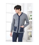 Pigiama uomo a giacca punto milano blu calibrato Biancaluna U15629