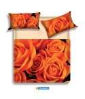 Lenzuola letto set + sotto con angoli e due federe matrimoniale Biancaluna Coria arancio