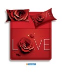 Lenzuola letto rose rosse love Biancaluna set 4 pezzi 