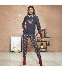 Pigiama donna cuori in punto milano Biancaluna 25054 blu