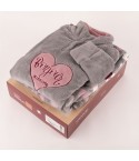 Pigiama donna in coral cuori Biancaluna D 33001 grigio