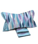 Completo letto Pompea Blaze lenzuola sopra sotto con angoli federa azzurro