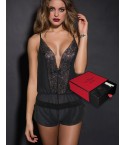 Body short intimo sexy senza ferretto Admas 43043 in pizzo nero 