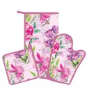 Strofinaccio guanto presina Set 3 pz cucina Preziosa Botanic fucsia A