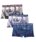 Set da tre boxer da uomo in cotone elasticizzato Gasoline Blu