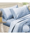 Lenzuola cotone pied poule Sommaruga Carezza D1 celeste
