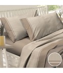 Lenzuola cotone pied poule Sommaruga Carezza D1 tortora