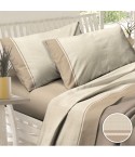 Lenzuola cotone pied poule beige Sommaruga Carezza D1