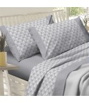 Completo letto lenzuola cotone Sommaruga grigio Carezza