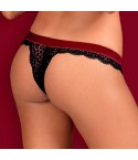 Sexy perizoma Obsessive Rossita Thong nero con fascia bordeaux 