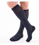 Calze moda uomo lunghe Enrico Coveri summer in cotone blu pois acquamarina
