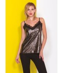 Top donna moda Rossoporpora d8812 leopardato animalier