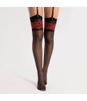 Calze per reggicalze 20 denari balza con rose rosse Fiore Destin