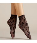 Calzini donna Fiore Doria 8 den nero fantasia animalier