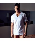 Maglia da uomo Nottingham tv1702 mezza manica a punta in cotone filo di scozia fronte bianco modello