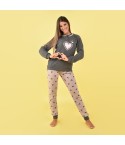 Pigiama donna cuori in punto milano Biancaluna 25054 grigio