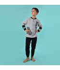 Pigiama bambino ufficiale Juventus B2 JU16100 grigio melange caldo cotone