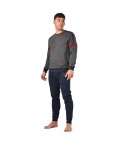 Pigiama uomo Lotto LP4073 caldo cotone antracite melange con polsini