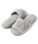 Pantofole punta aperta con perle grigio chiaro 0015 Preziosa