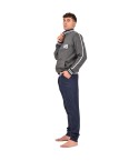 Tuta uomo pigiama completo casa felpato Biancaluna 1020 grigio scuro blu