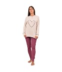 Pigiama donna in caldo cotone Karel SE5356 cuoricini 