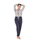 Pigiama donna Lovable L0CPT cotone ancora cuori grigio melange blu