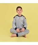 Pigiama bambino ragazzo Navigare B215651 caldo cotone grigio melange