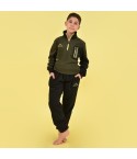 Pigiama tuta in pile micro polar mezza zip e taschino bambino Kappa 22133-Y militare nero
