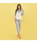 Pigiama donna invernale grigio coral gattino Cippi 2253