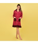 Vestaglia con bottoni e tasche in caldissimo coral rosso bordeaux Karel se3461