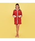 Vestaglia donna giacca con zip cuori rosso bianco Karel se3471
