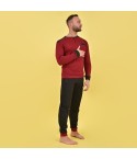 Pigiama uomo invernale caldo cotone Kappa grigio bordeaux 22102