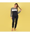 Pigiama donna caldo cotone Ambro D6020.22 var B grigio blu