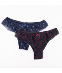 Brasiliano Jadea 6158 fronte in pizzo flock pois ombra blu 2 pezzi