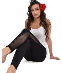 Leggings con fascia semitrasparente laterale nero Jadea galà 4457