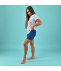 Pigiama donna estivo corto Il Granchio GP5006 panna azzurro