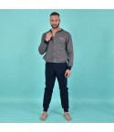 Pigiama uomo Navigare 2141234 a giacca invernale caldo cotone grigio 