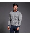 Pigiama uomo Enrico Coveri caldo cotone fantasia grigio blu EP2101