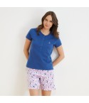 Pigiama coveri colore Blu con maglia azzurra e pantalone a fiori