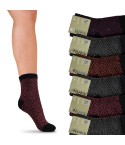Calze donna in caldo cotone 6 paia corte fantasie ass. 3593 A 