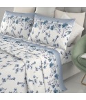 Completo letto 100% cotone Irge Ginevra fantasia Fiordaliso azzurro