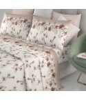 Completo letto 100% cotone Irge Ginevra fantasia Fiordaliso beige