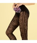 Sexy Collant fantasia floreale Fiore Lush Garden 30 den nero