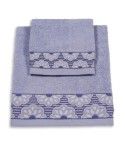 Vingi set asciugamani viso + ospite cotone Fiorella lilla